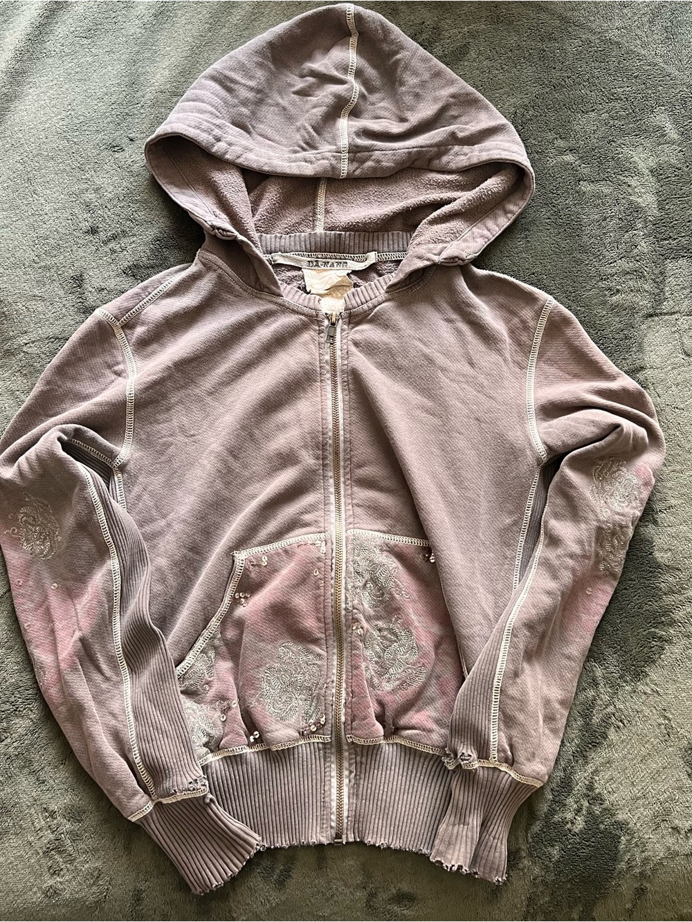 Da-Nang y2k Dusty Mauve Tight Zip-Up Hoodie